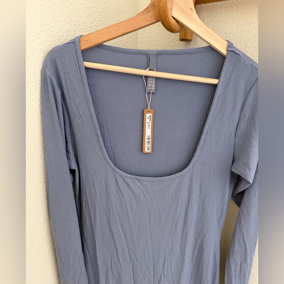 NWT SKIMS Soft Lounge Long Sleeve Dress maxi SLATE  RARE size XL ribbed - Picture 6 of 9